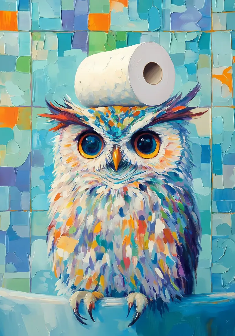 Hibou avec papier hygiénique plexiglas de Adrian Patel