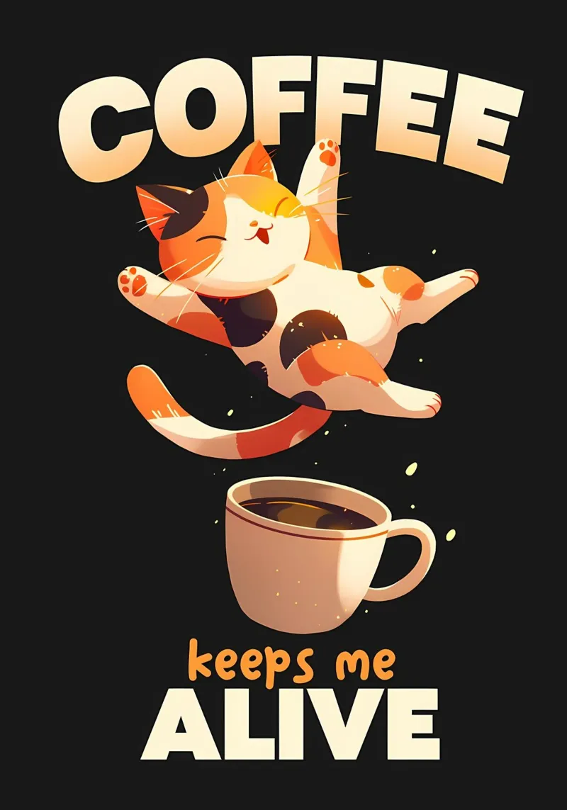 Il caffè mi tiene in vita Cat pellicola backlit da Bartosz Powalka