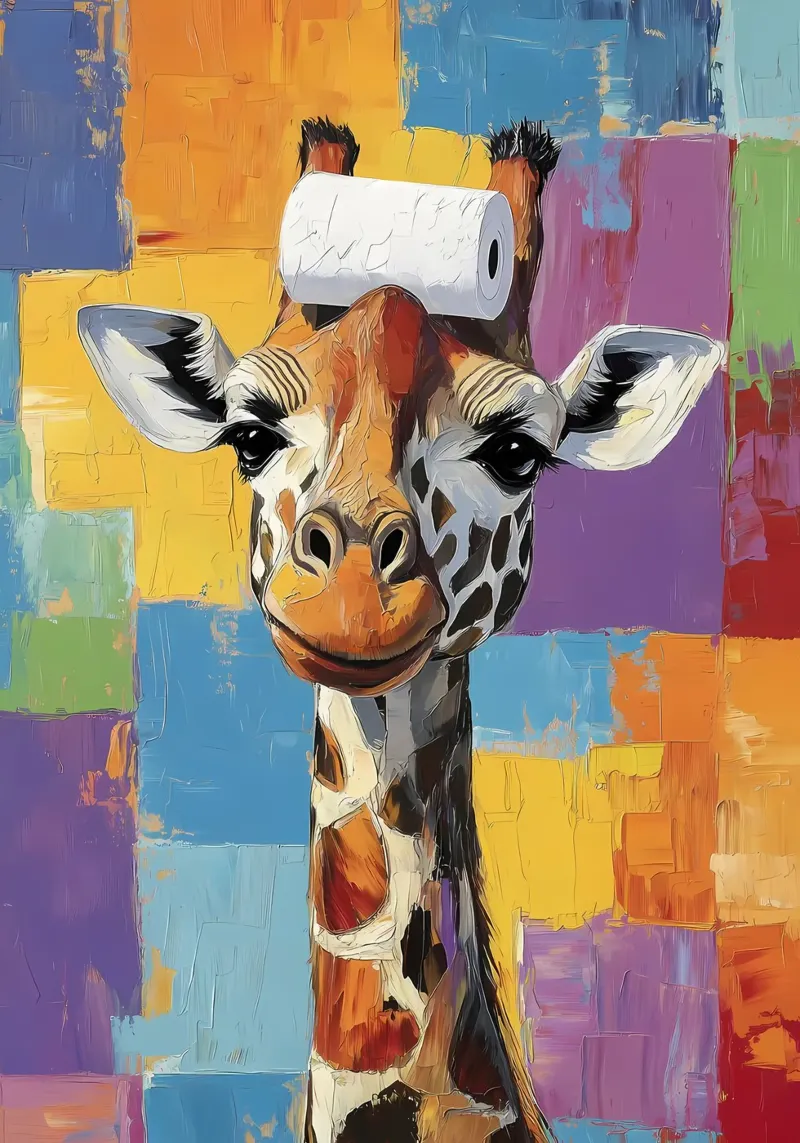 Giraffa con carta igienica pellicola backlit da Adrian Patel