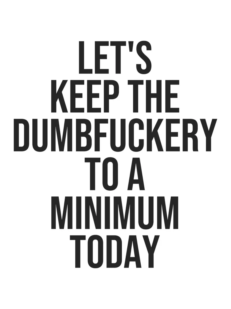 Let's Keep The Dumbfuckery To A Minimum citaat (Witte Toon) canvas van Paigaam Studio
