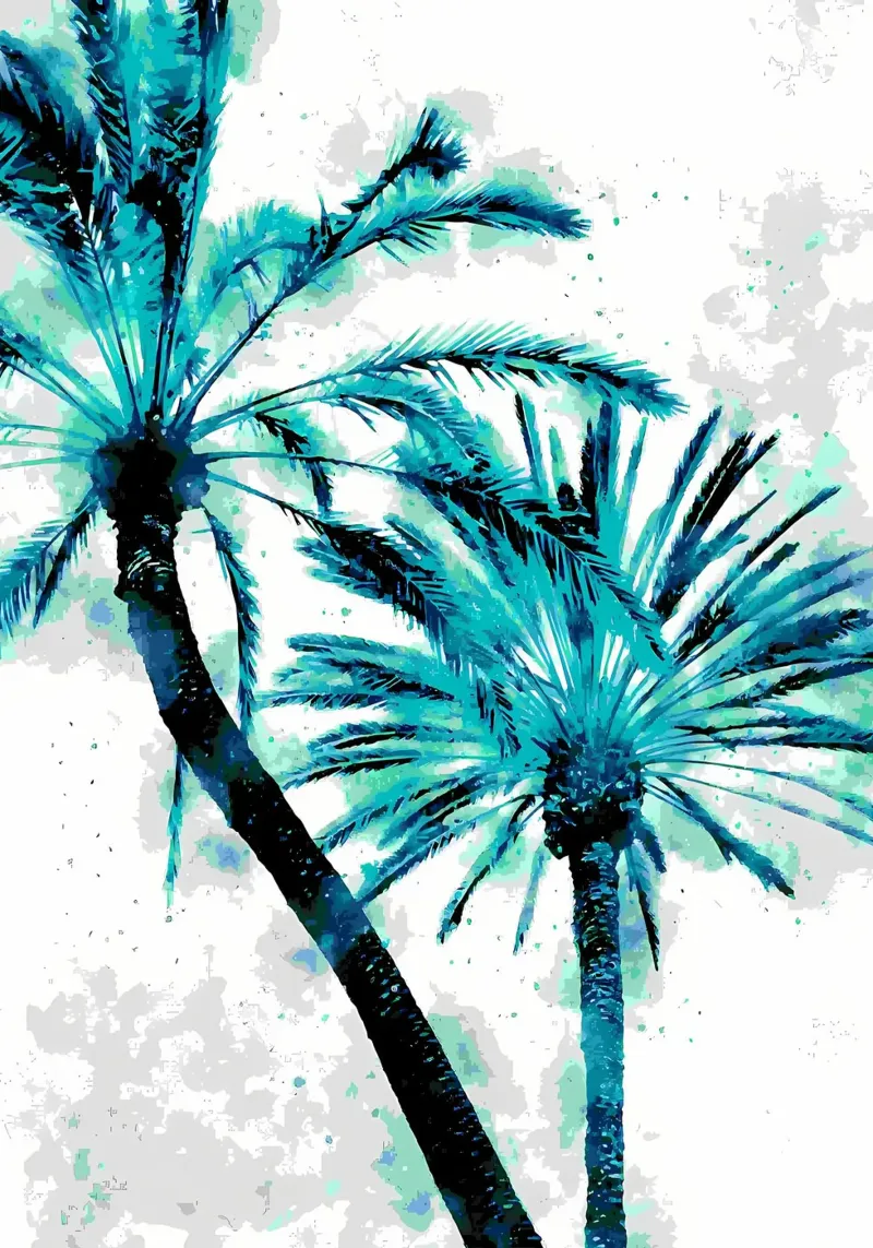 Palme tropicali acquerello poster con telaio in plastica da Matthew Katz
