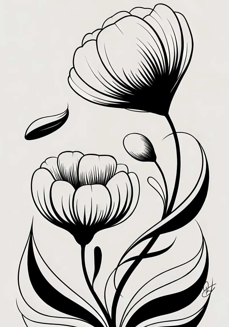 Illustrazione floreale in bianco e nero carta hahnemühle da Nicholas Campbell