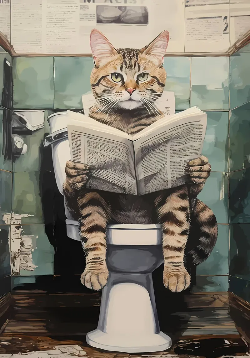 Gatto da bagno divertente poster con telaio in alluminio da Adrian Patel