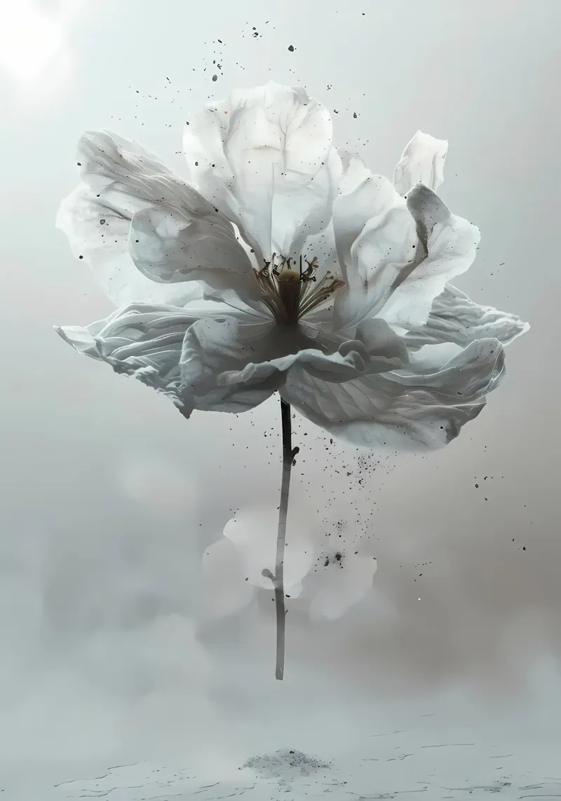 Fiore bianco astratto pellicola backlit da Nicholas Campbell
