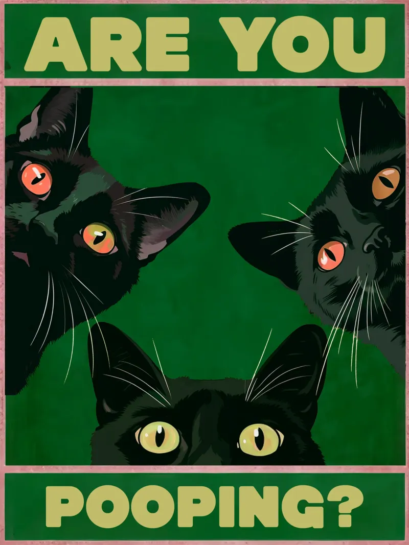 Stai facendo la cacca? Gatti neri che sbirciano Bagno divertente pellicola backlit da Peaches Art Prints