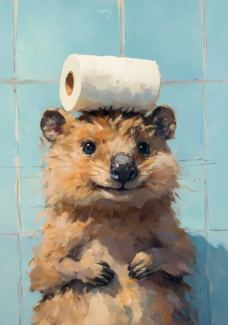 Quokka con papel higiénico lámina retroiluminada de Adrian Patel