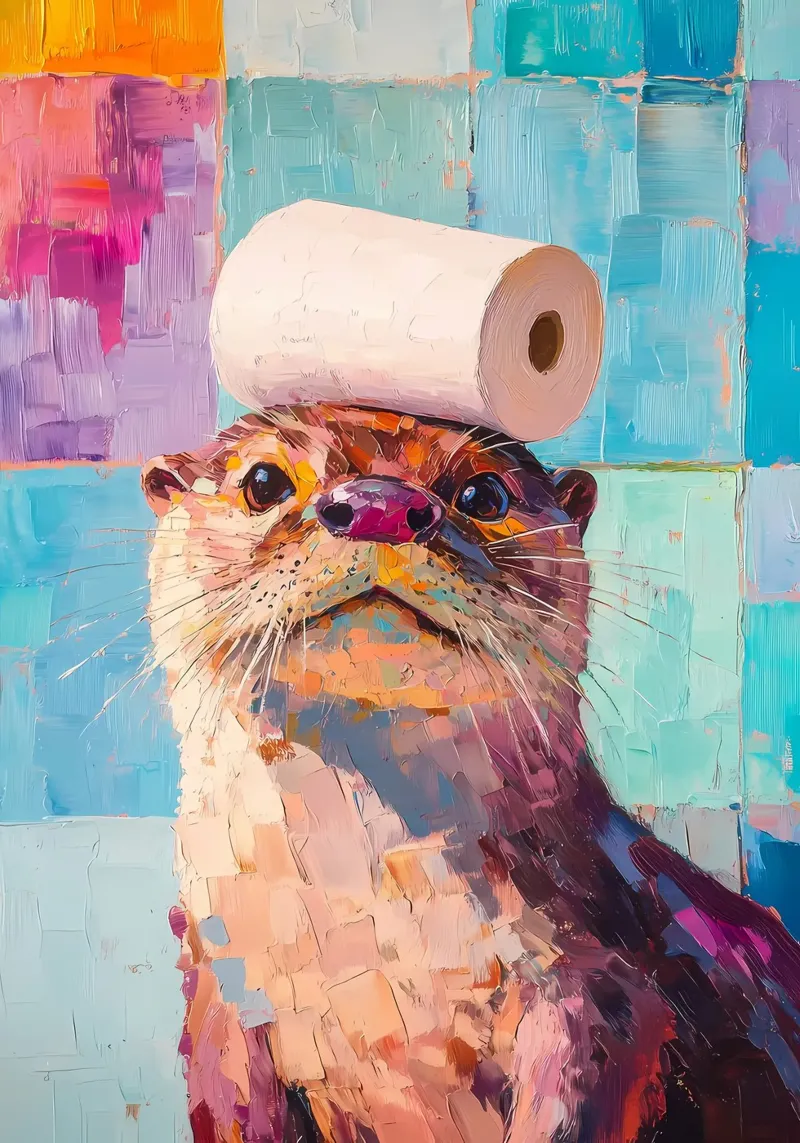 Otter mit Toilettenpapier Backlit Folie von Adrian Patel
