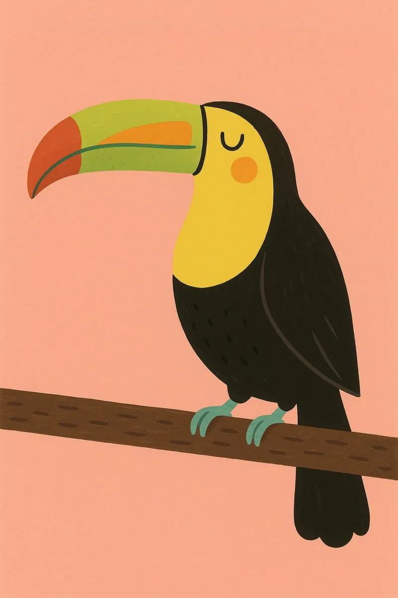 Tucano colorato - Animale per bambini alluminio dibond da Tiny Tails & Stripes