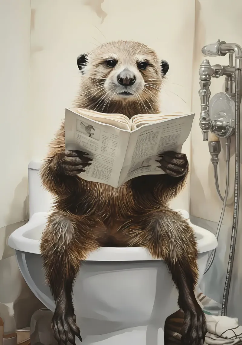Nutria en el retrete hahnemühle de Adrian Patel