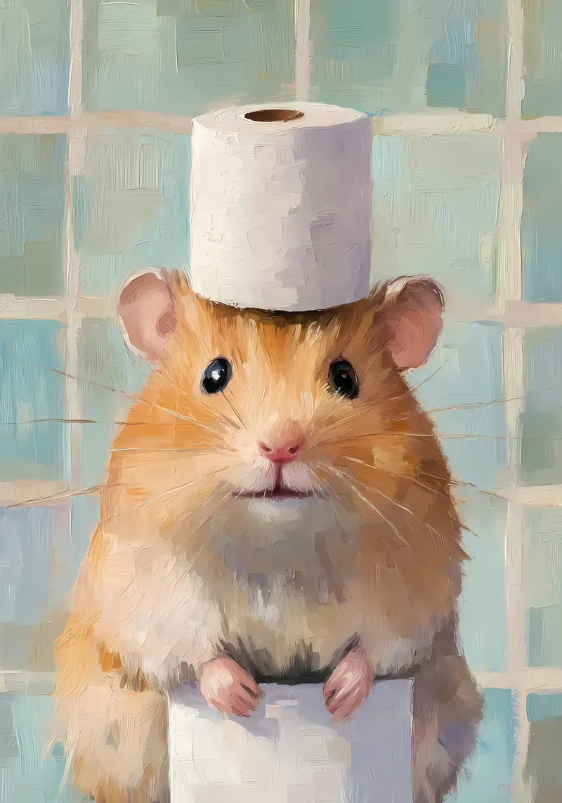Hamster met wc-hoed canvas van Adrian Patel