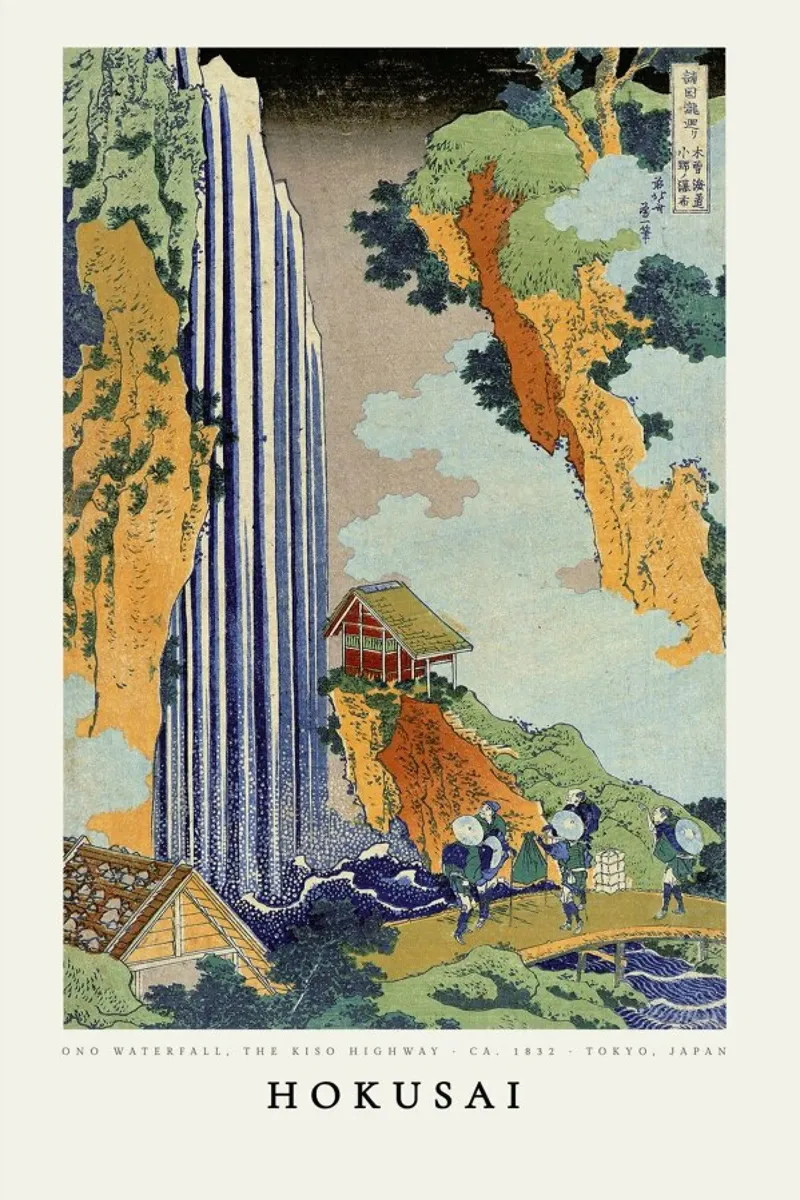 Hokusai - Ono Waterfall, the Kiso Highway carta hahnemühle da ARTOTHEK
