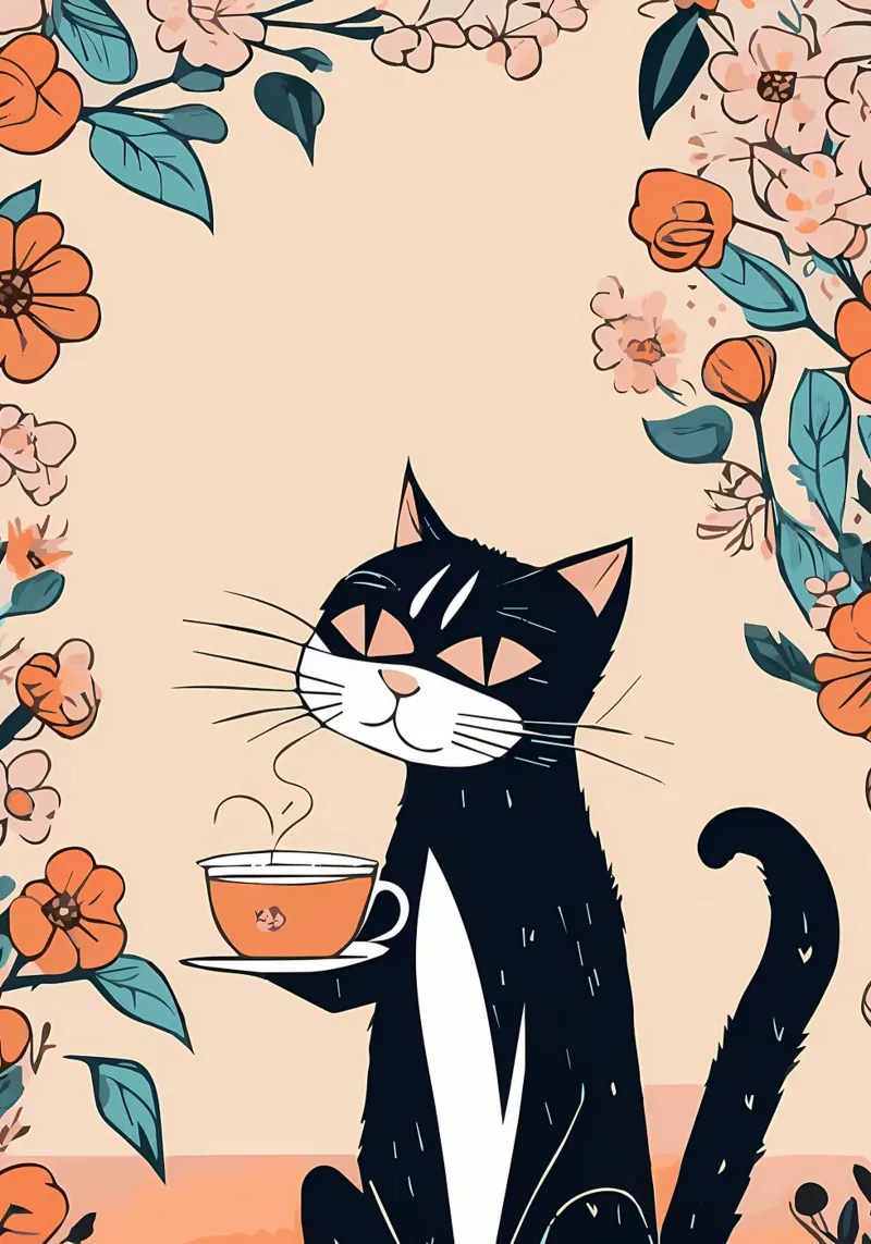 Gatto Caffè Fiori 2 pellicola backlit da Bartosz Powalka