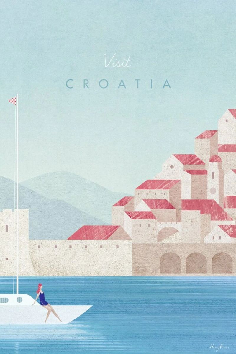 Croatia poster with aluminum frame by Henry Rivers