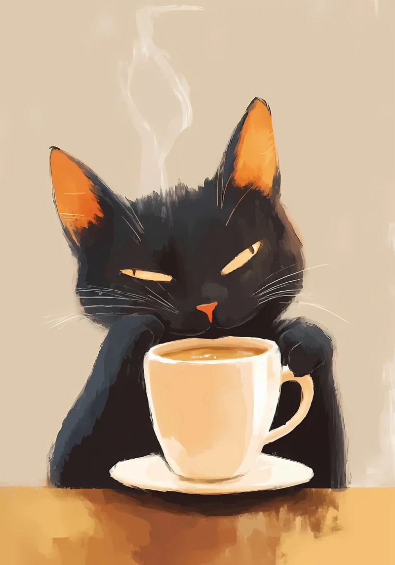 Gatto con caffè pellicola backlit da Bartosz Powalka