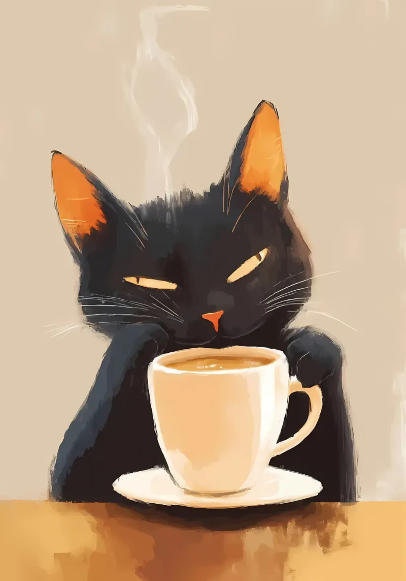 Gatto con caffè pellicola backlit da Bartosz Powalka