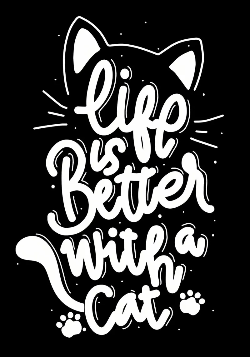 La vita è bella con un gatto poster con telaio in plastica da Bartosz Powalka