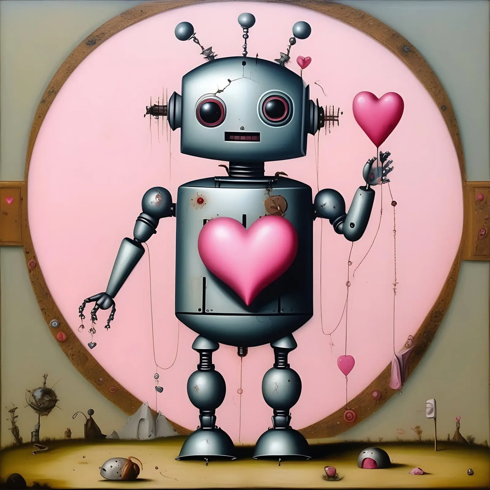 Robot con un cuore_14 carta hahnemühle da Pink- und LoveArt by LK