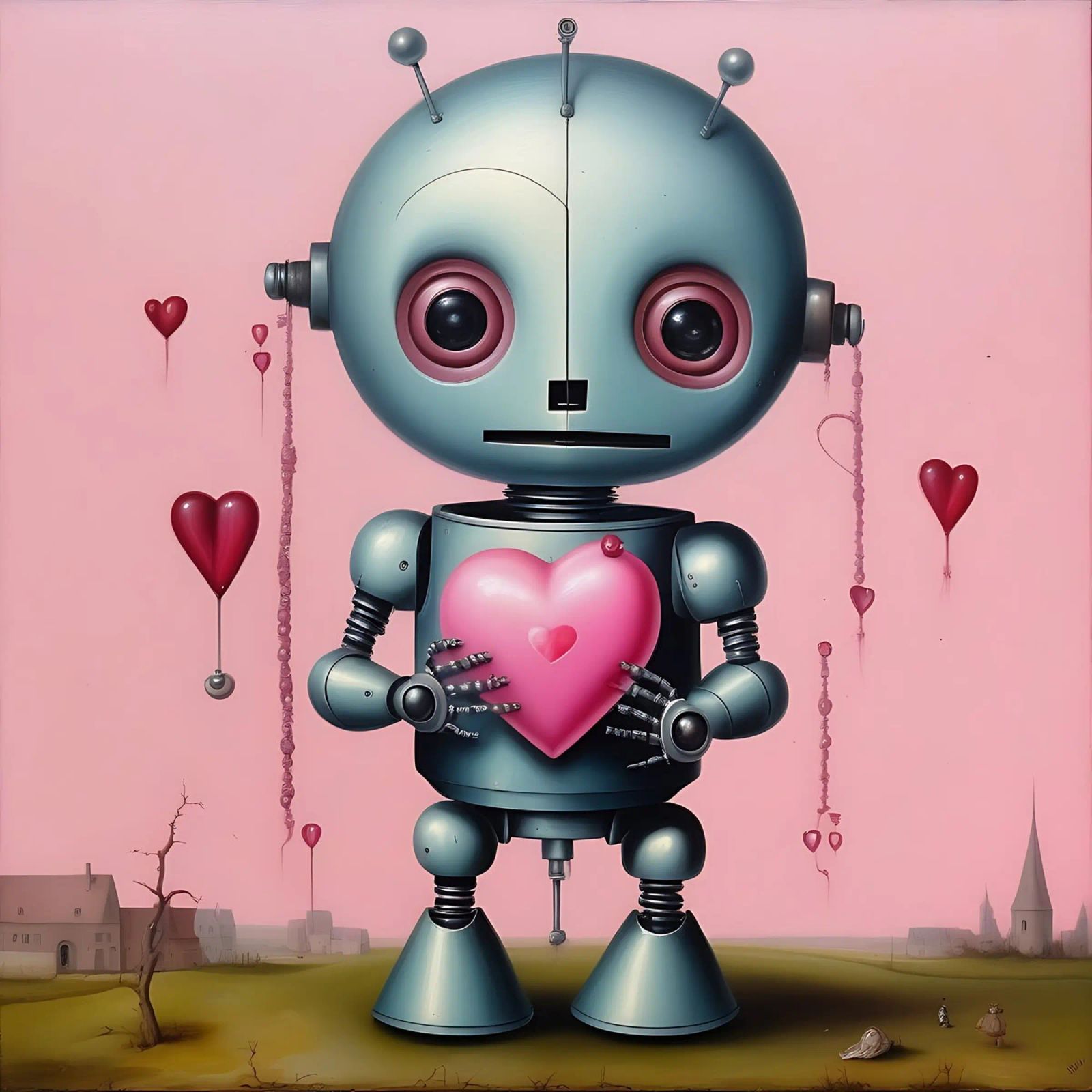 Robot con un cuore_15 carta hahnemühle da Pink- und LoveArt by LK
