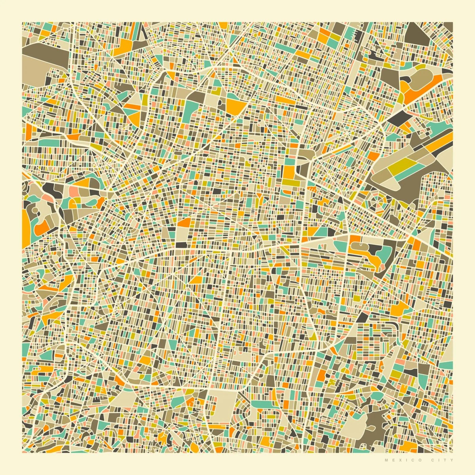 Mexico City Map poster de Jazzberry Blue