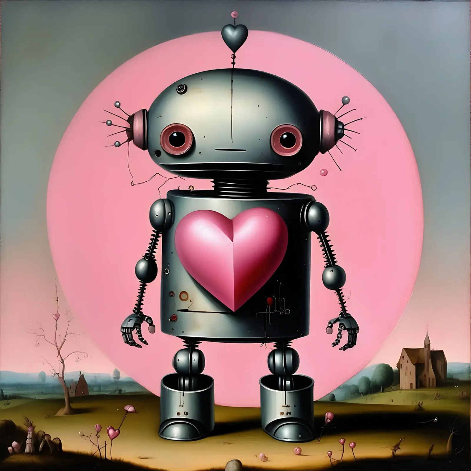 Robot con un cuore_16 alluminio dibond da Pink- und LoveArt by LK