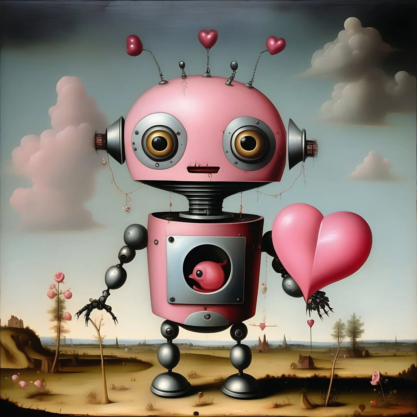 Robot con un cuore_17 plexiglass da Pink- und LoveArt by LK