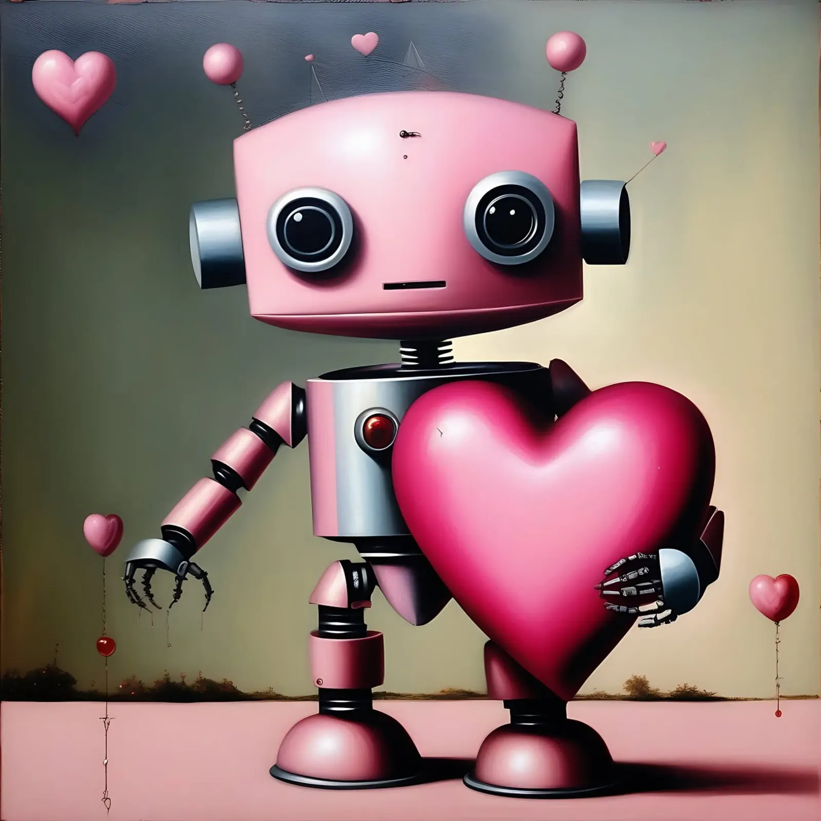 Robot con un cuore_18 plexiglass da Pink- und LoveArt by LK
