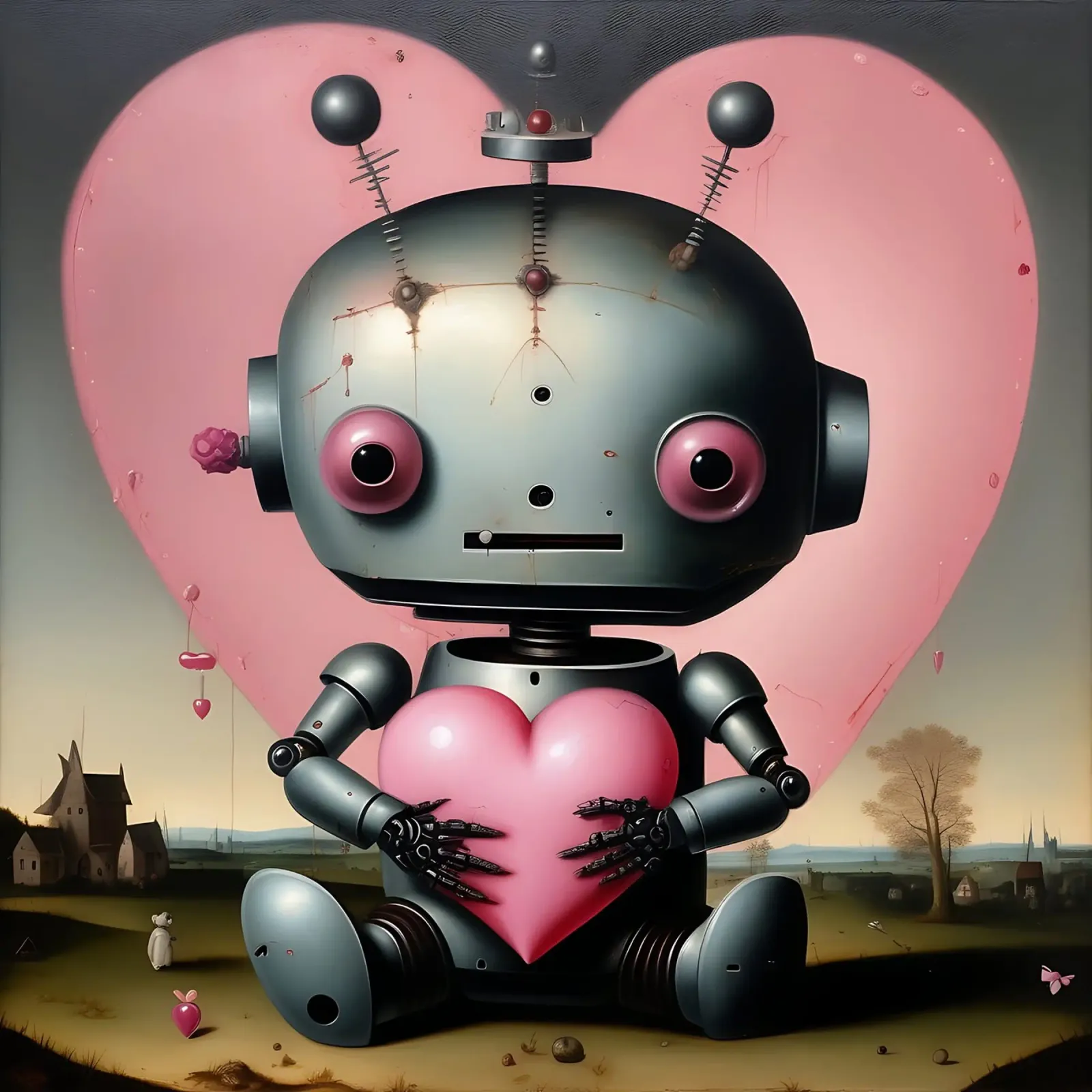 Robot con un cuore_19 plexiglass da Pink- und LoveArt by LK