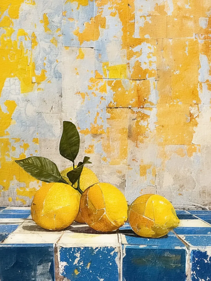 Bright lemons with green leaves pellicola backlit da LisaArtes