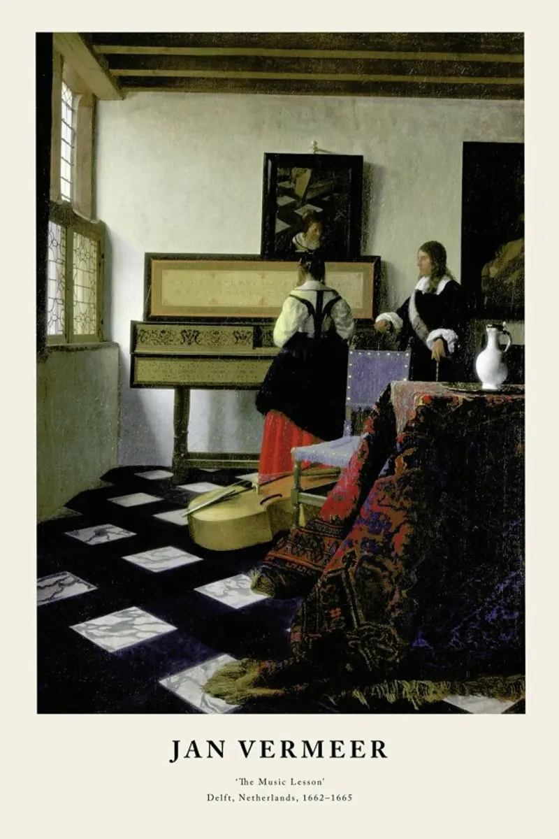Jan Vermeer - The Music Lesson pellicola backlit da ARTOTHEK