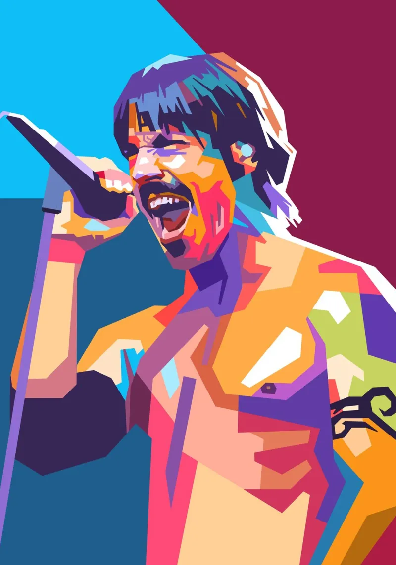 Anthony Kiedis Peperoncino rosso poster con telaio in alluminio da Hantamrata