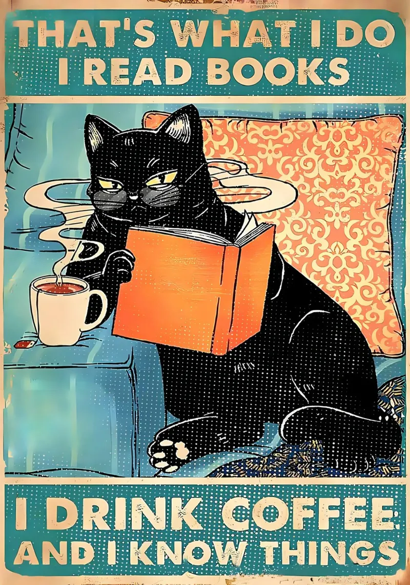 Cat Read Booksr canvas by Bartosz Powalka