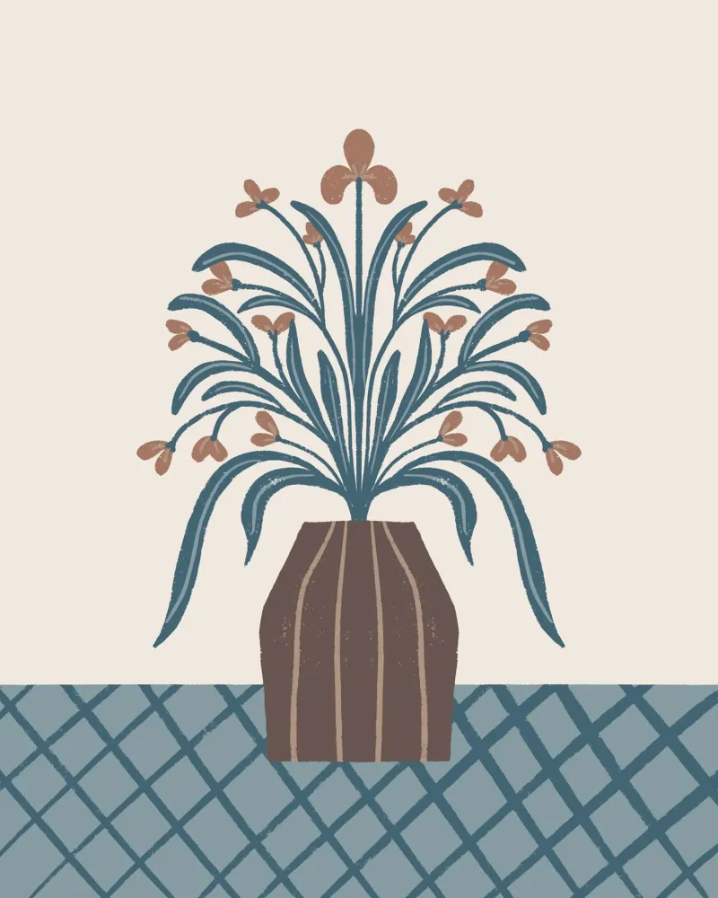 Vase moderne avec fleurs poster avec cadre en aluminium de Wackapacka