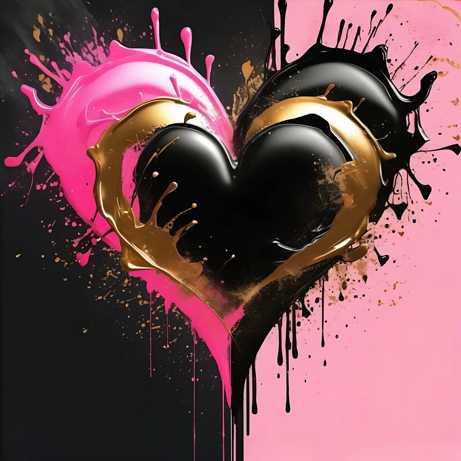 cuore_oro_rosa_nero_1 alluminio dibond da Pink- und LoveArt by LK