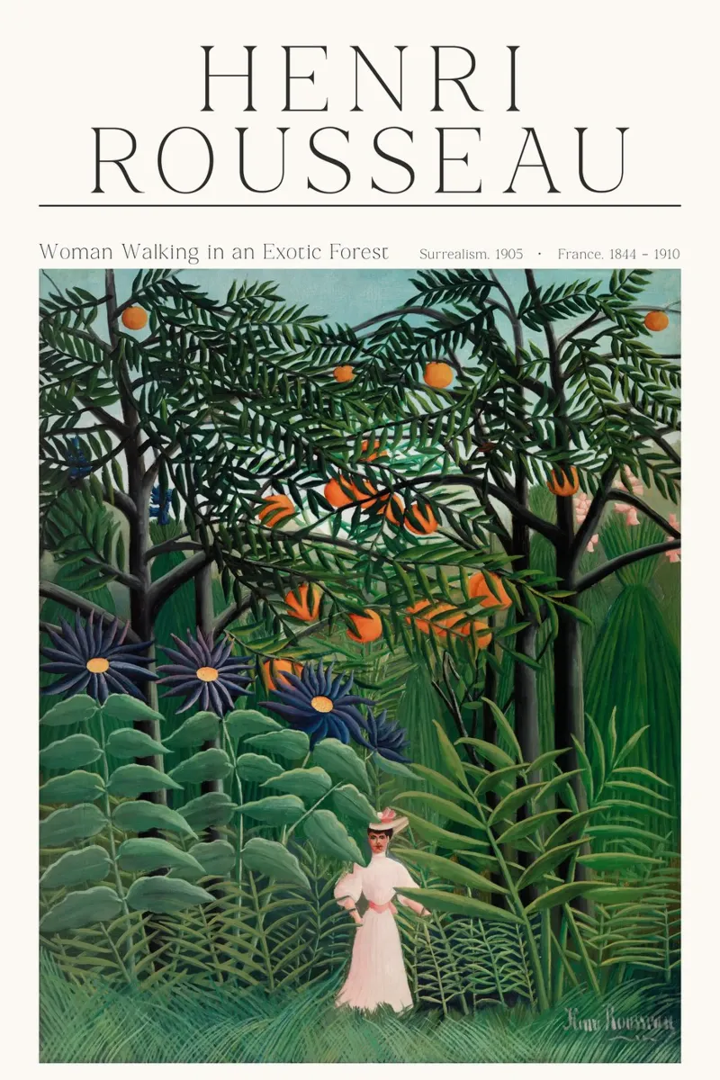 Henri Rousseau - Donna che cammina in una foresta esotica pellicola backlit da Old Masters