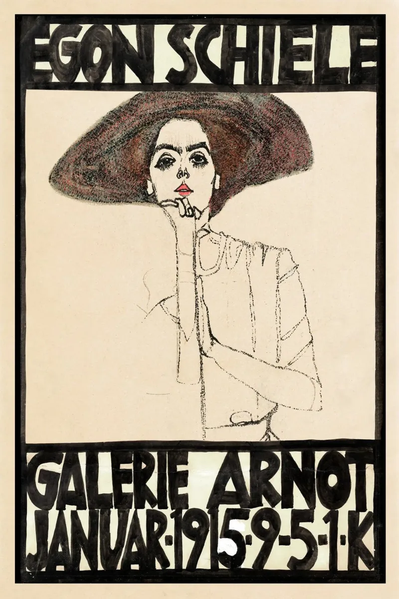 Egon Schiele - Mostra - Ritratto di donna poster con telaio in alluminio da Old Masters
