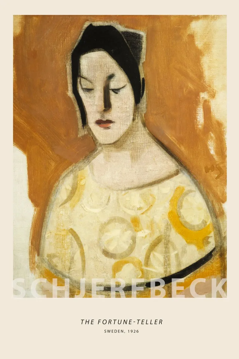 Helene Schjerfbeck - The Fortune Teller canvas with Floater frame by Old Masters
