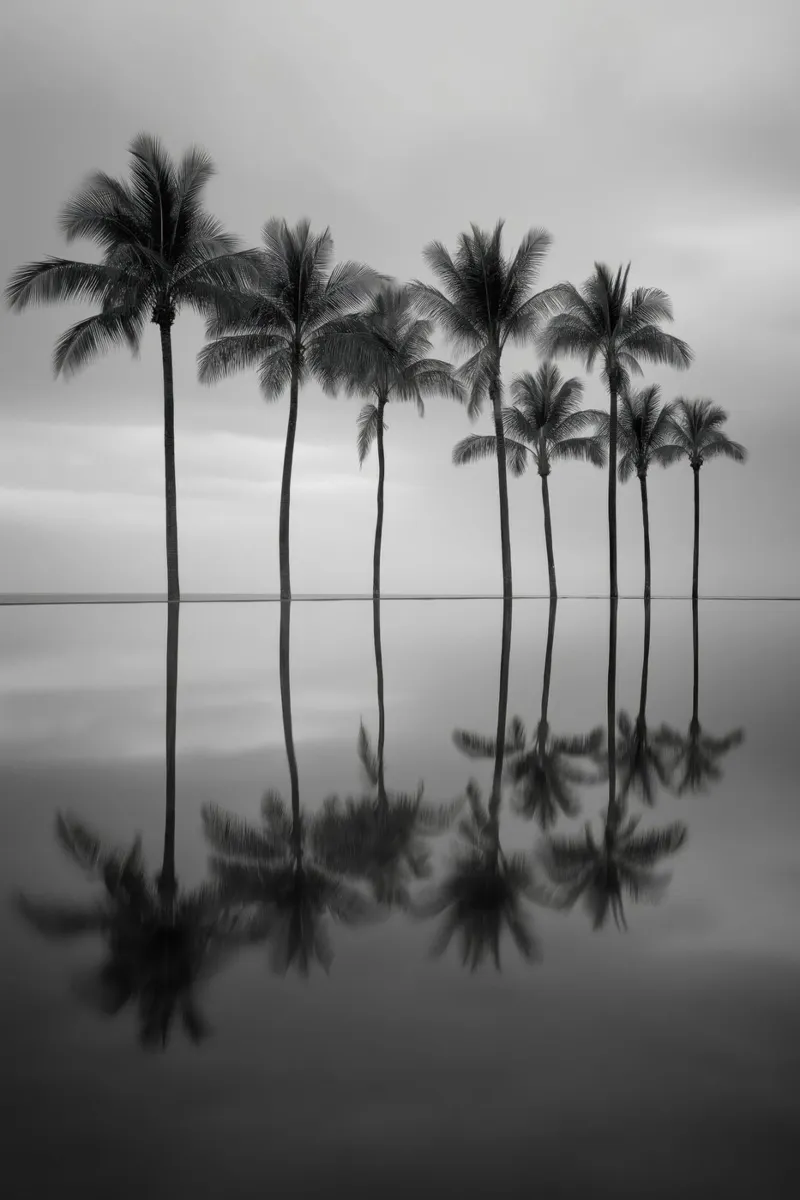 Riflesso delle palme pellicola backlit da Indigo Tides Art