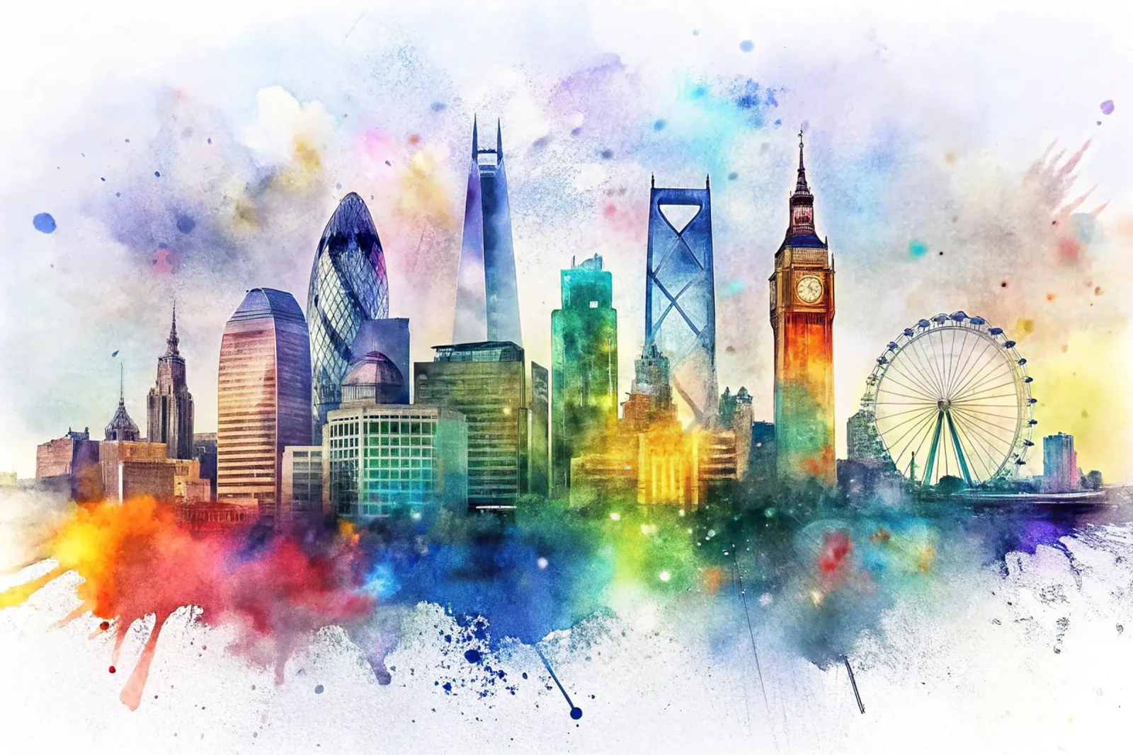 Skyline di Londra ad acquerello pellicola backlit da ARTVI-SHOP