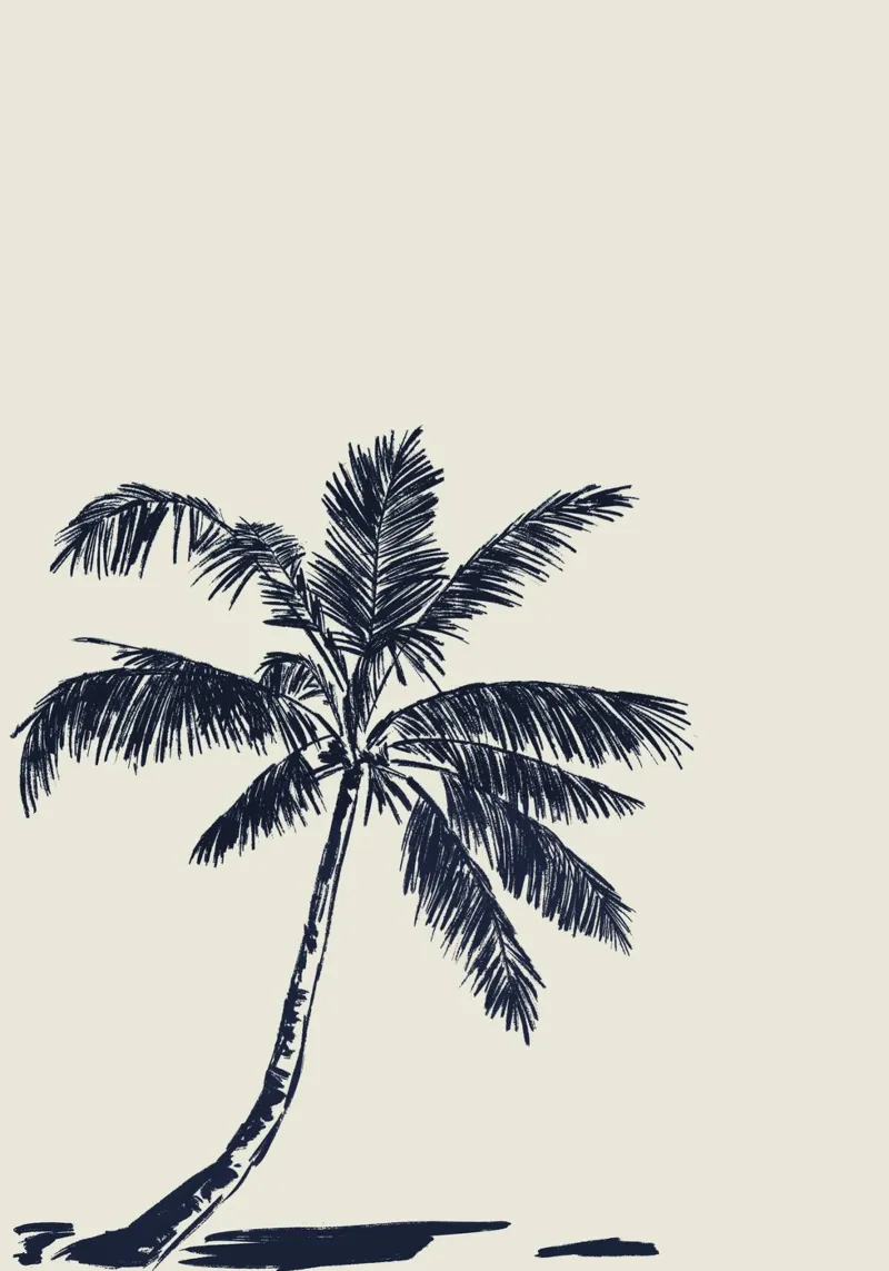 Palm tree line drawing canvas by Sixmai