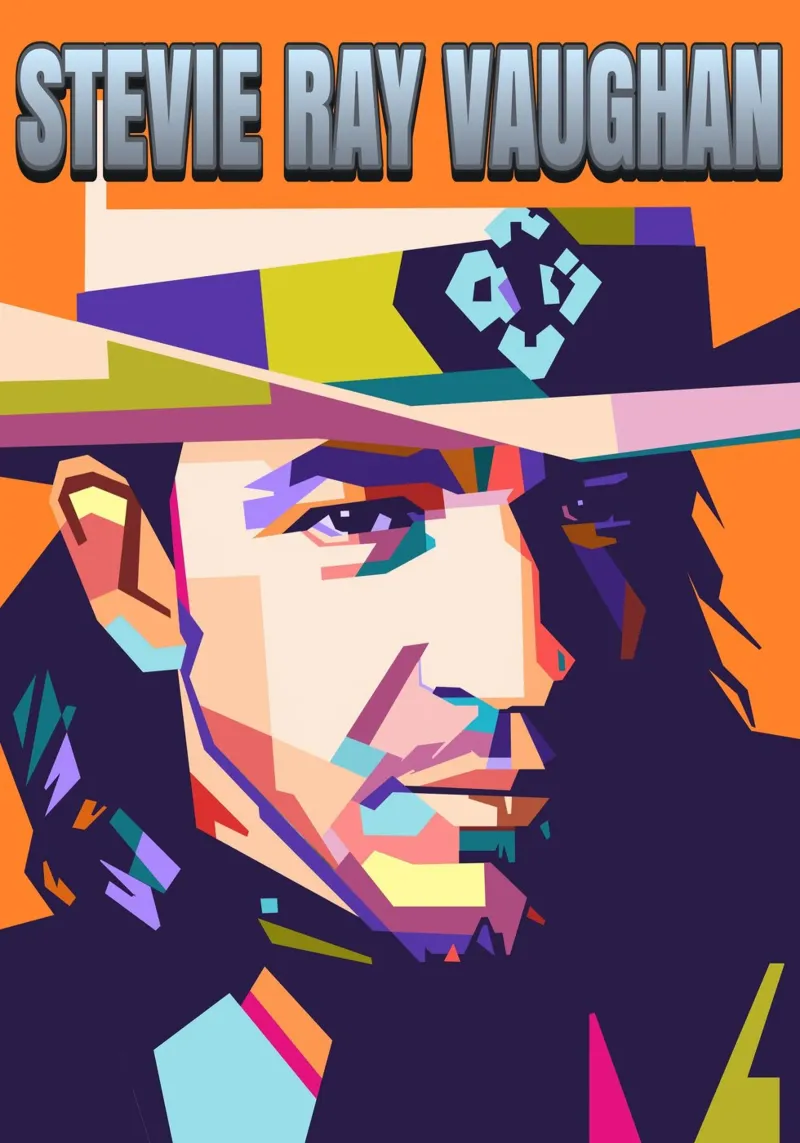 Ritratto pop art di Stevie Ray Vaughan poster con telaio in alluminio da Hantamrata