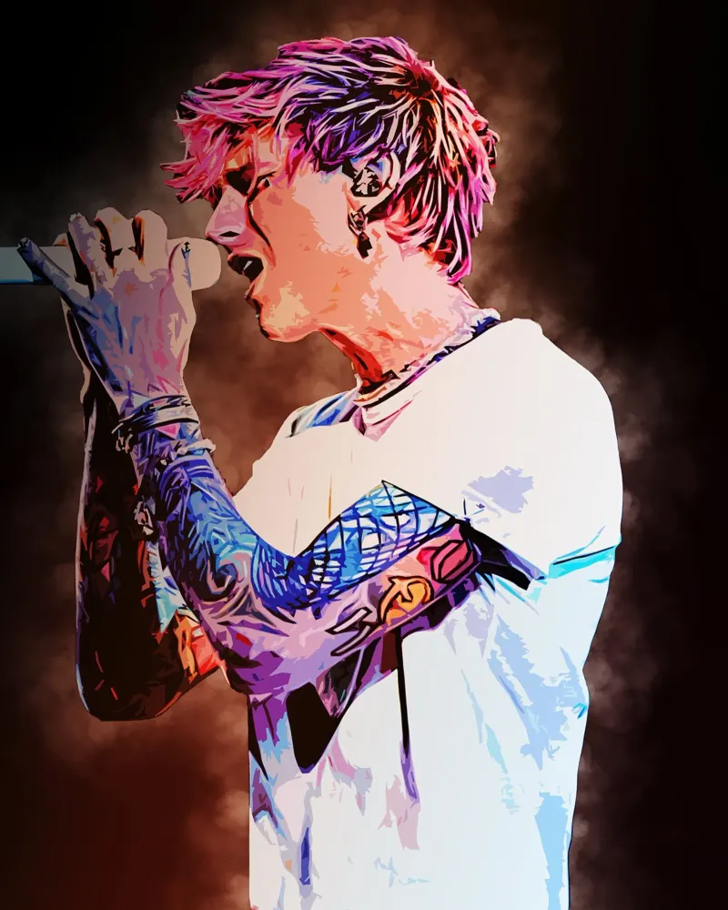 Arte di Machine Gun Kelly pellicola backlit da neonartroom