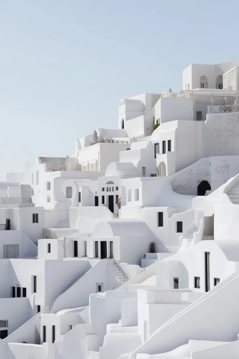 White Santorini Architecture canvas by Indigo Tides Art