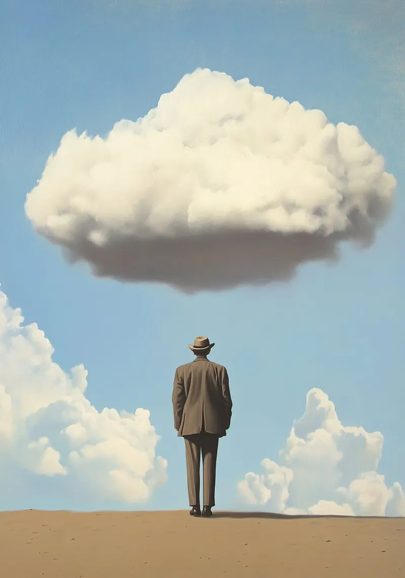 Man in the desert - Surrealistic scene with floating wo acrylic glass by Nikis Art Studio