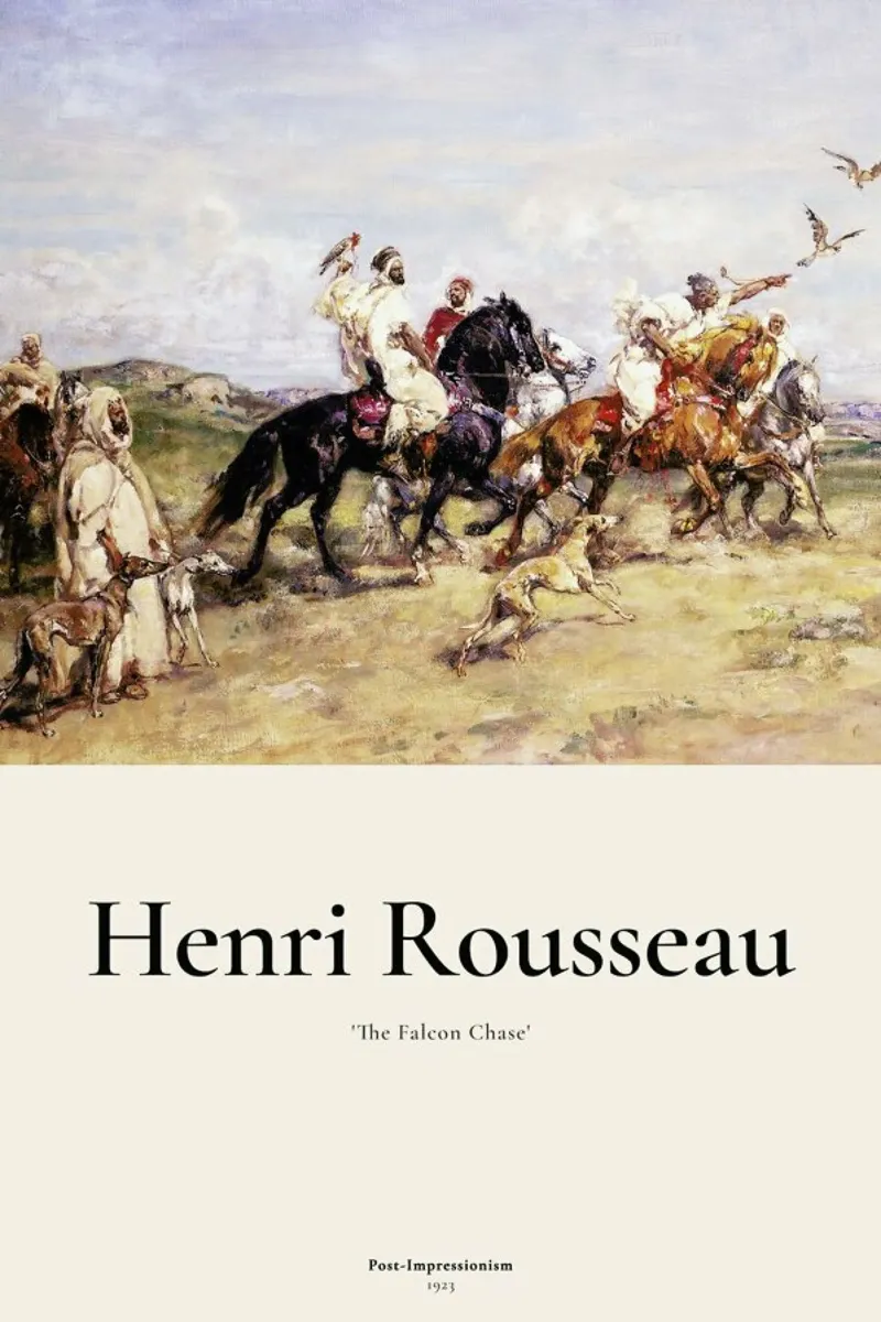 Rousseau - The Falcon Chase poster con telaio in legno da ARTOTHEK