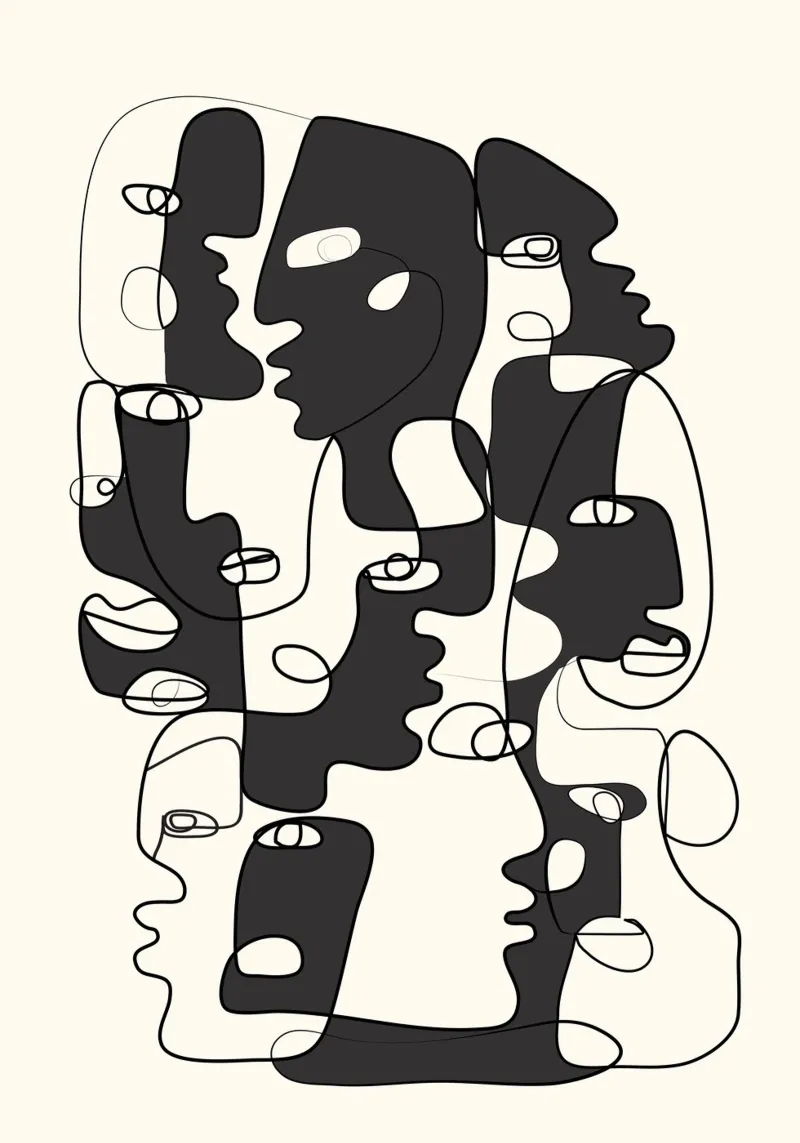Abstract Faces 2 carta hahnemühle da Flow Line