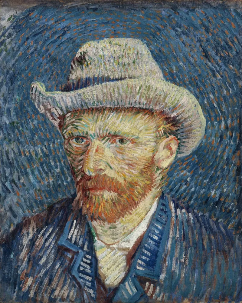 Vincent van Goghs Selbstporträt mit grauem Filzhut Poster mit Kunststoffrahmen von Van Gogh Prints
