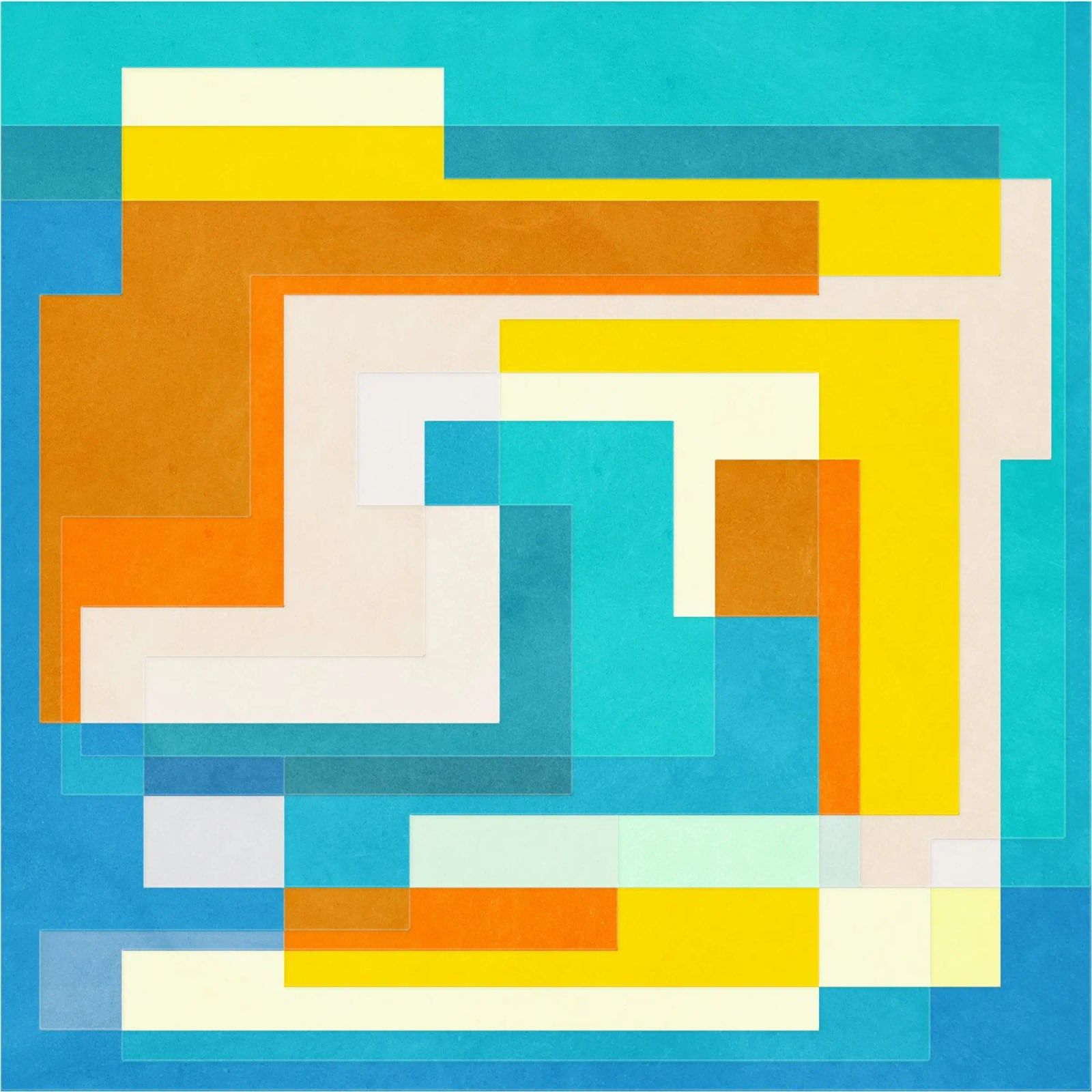 Forward - Forme geometriche astratte di colore blu verde acqua carta hahnemühle da lovely lines