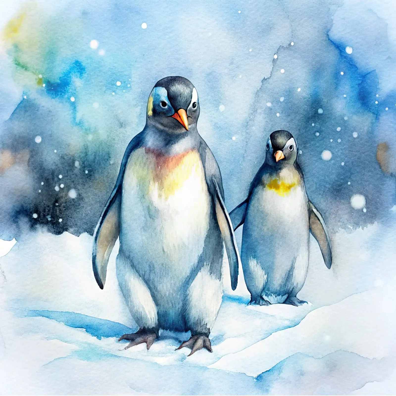 Pinguini ad acquerello pellicola backlit da ARTVI-SHOP