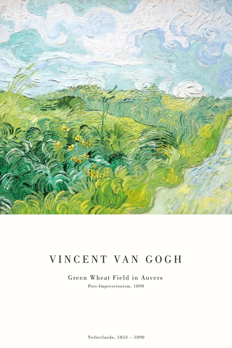 Van Gogh - Getreidefeld ad Auvers poster con telaio in alluminio da Old Masters
