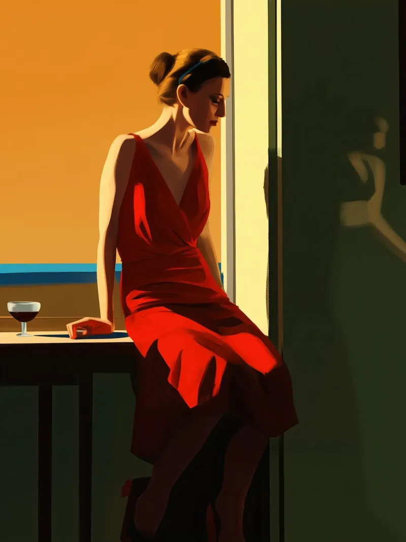 Lonely Sunday | American Realism E. Hopper style canvas with Floater frame by Autofocus